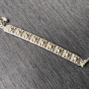 Brighton Retired Chunky Square Link Bracelet Two Tone Studded
